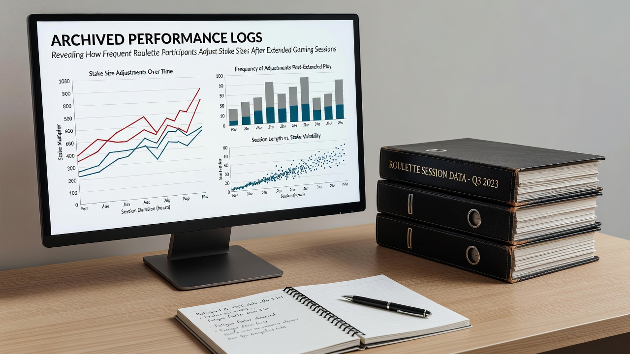 Graphs and charts from archived logs displaying stake size changes correlated with consecutive roulette losses