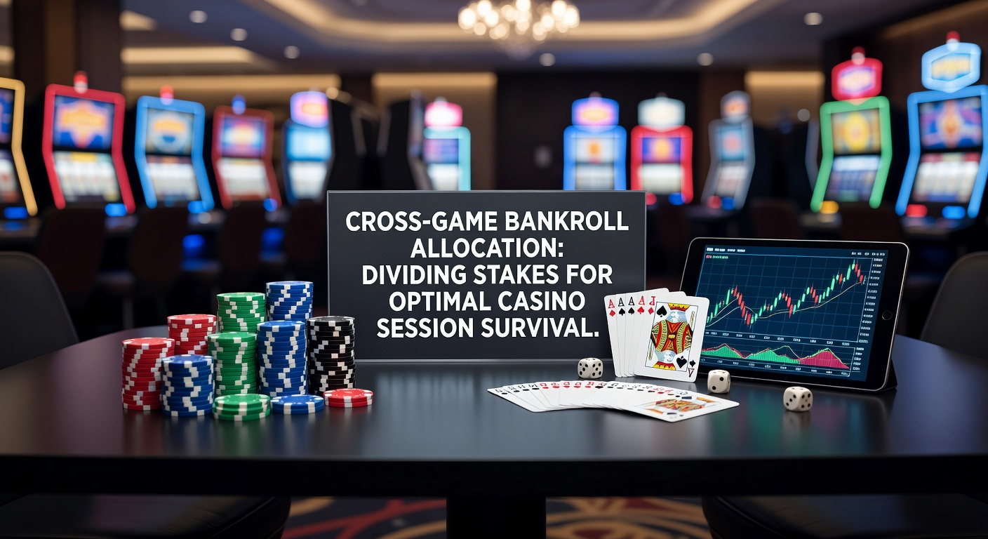 Vibrant casino floor showing blackjack tables, slot machines, and roulette wheels, highlighting the need to divide bankrolls across diverse games for extended play
