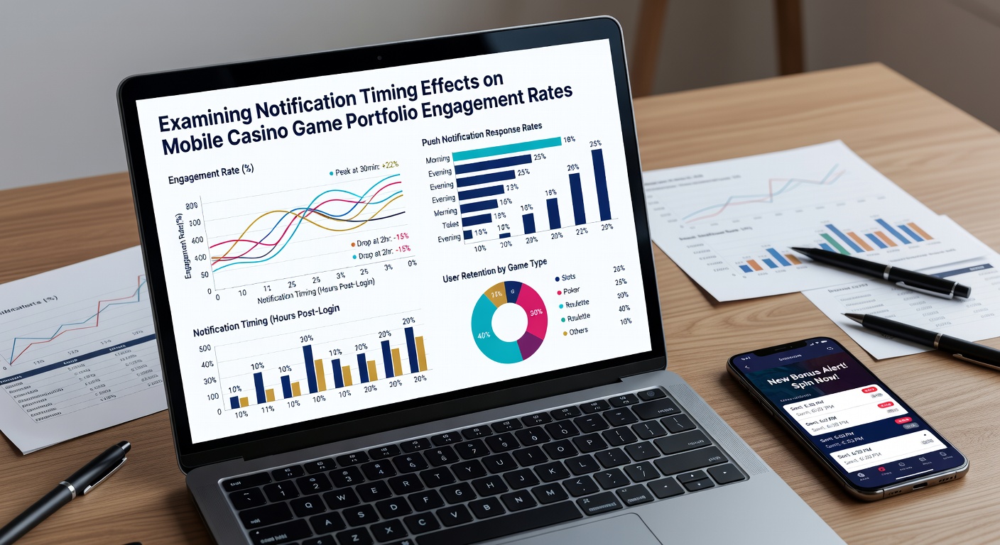 Chart displaying mobile casino engagement metrics across various notification delivery windows in 2026