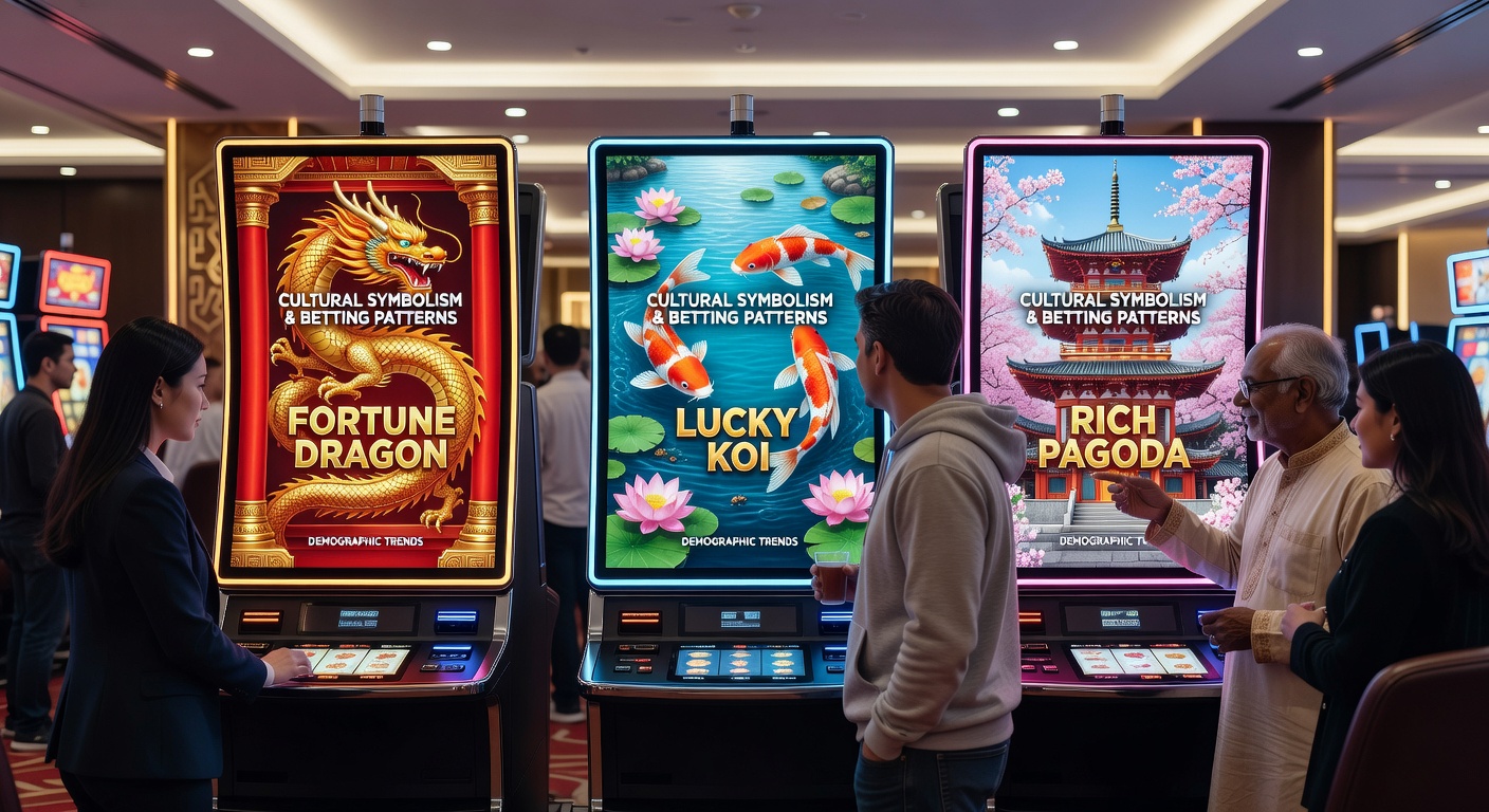 Asian-themed slot machine reels displaying dragons, lanterns, and gold ingots alongside player interface elements