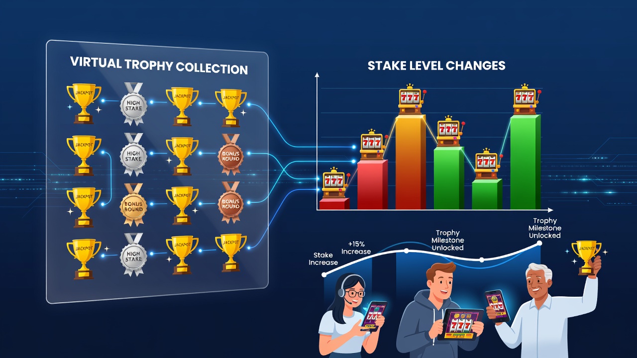 Data visualization showing trophy collection trends alongside average stake levels in online slot platforms during 2025-2026