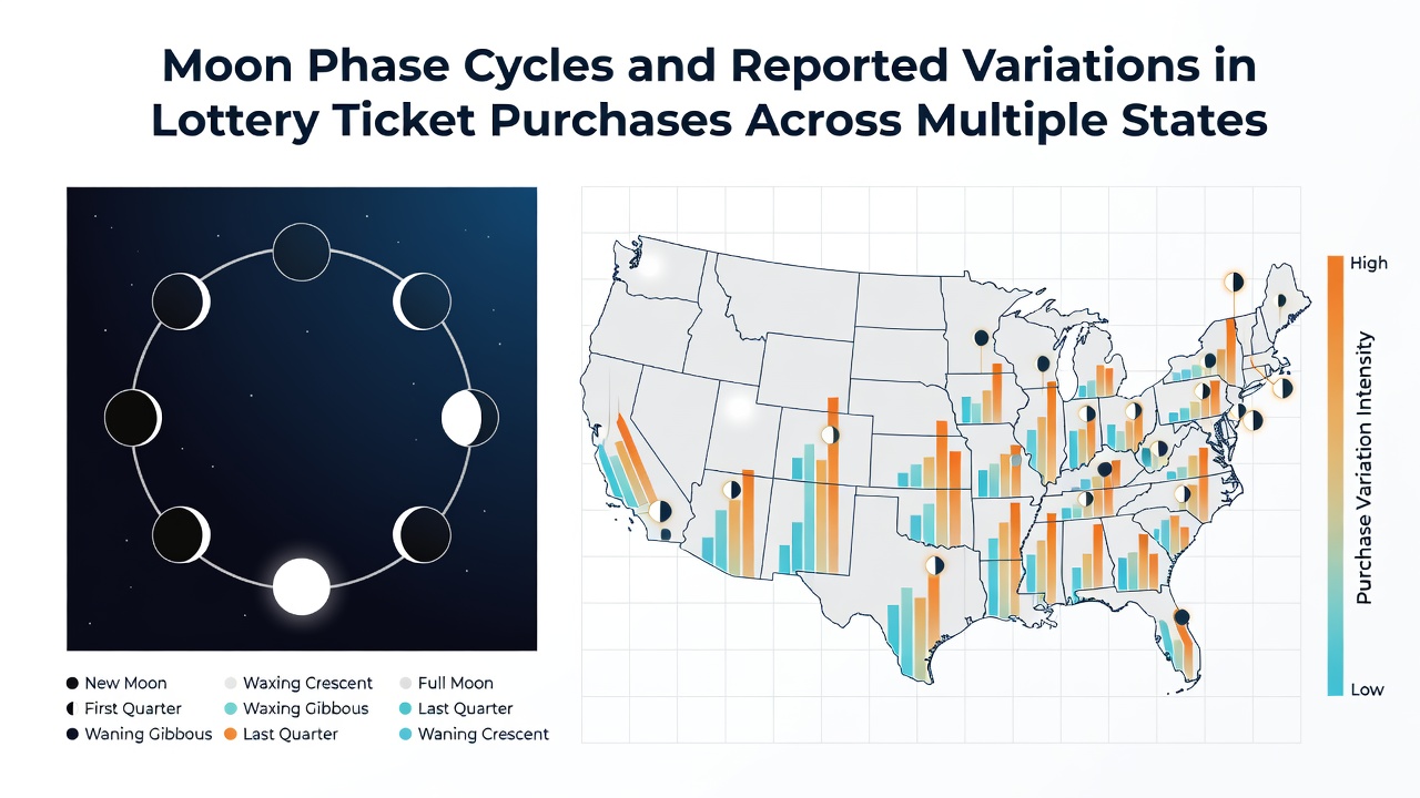 Chart showing moon phases aligned with lottery sales data from several U.S. states