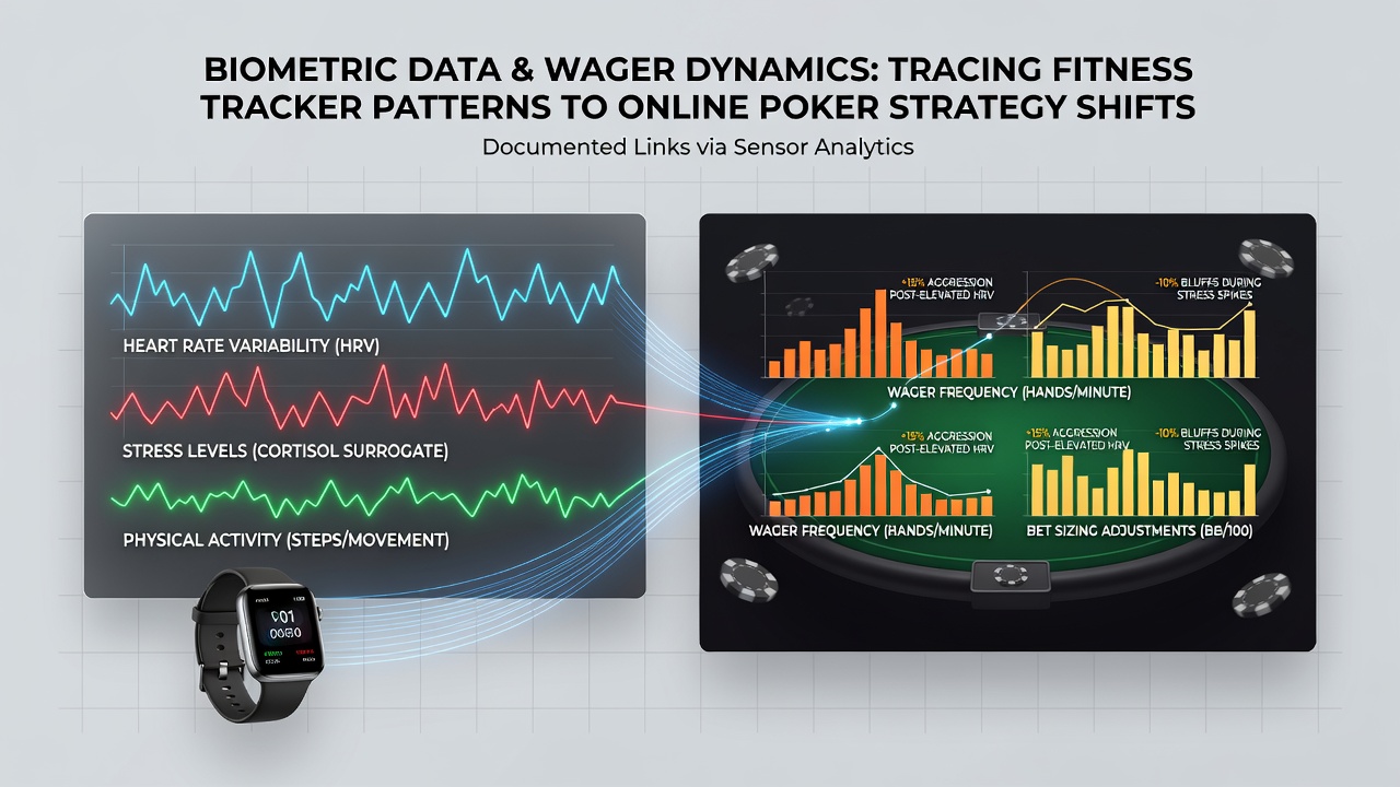 Fitness tracker displaying heart rate and sleep data overlaid with poker session analytics